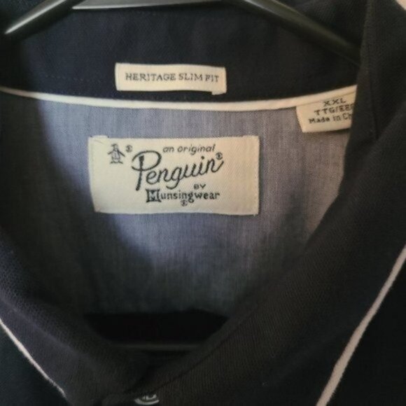 Original Penguin Heritage Slim Fit Navy Shirt XXL - Picture 15 of 16